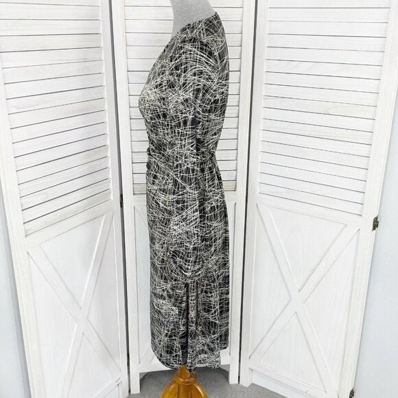 The Limited Dress Womens Medium Black White String Line Wrap Shirt Long Sleeve - Picture 2 of 10